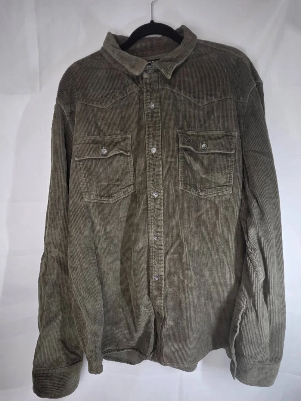 True Religion Western Button Up XXXL Corduroy Shirt Jacket Mens 100 Cotton Green